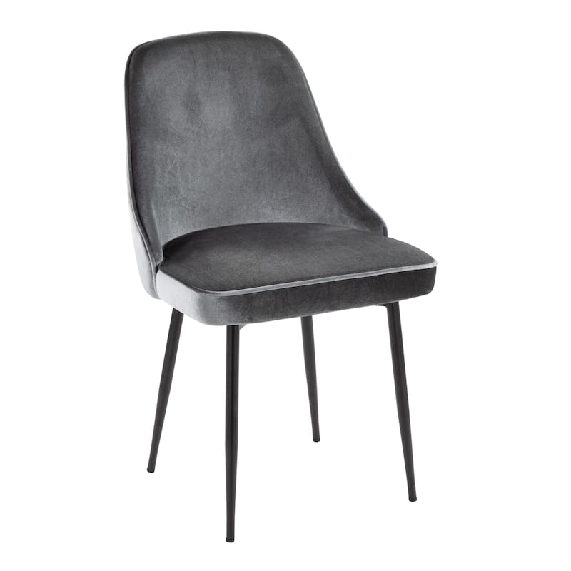 Silver Orchid Naldi Contemporary-Glam Velvet Dining Chair (Set of 2) - Blue Velvet/Black