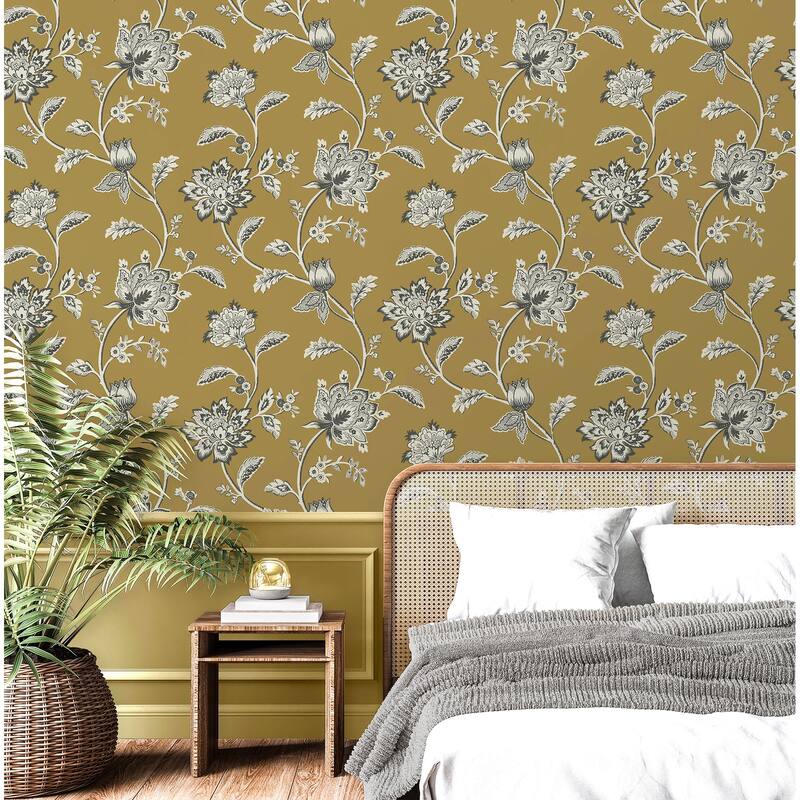 Fine Decor Juliette Mustard Jacobean Wallpaper