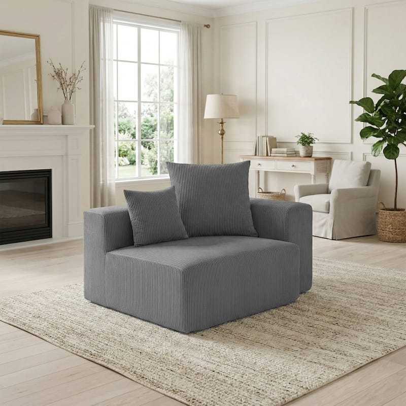 51"W Oversized Modular No Assembly Corduroy Accent Corner Chair