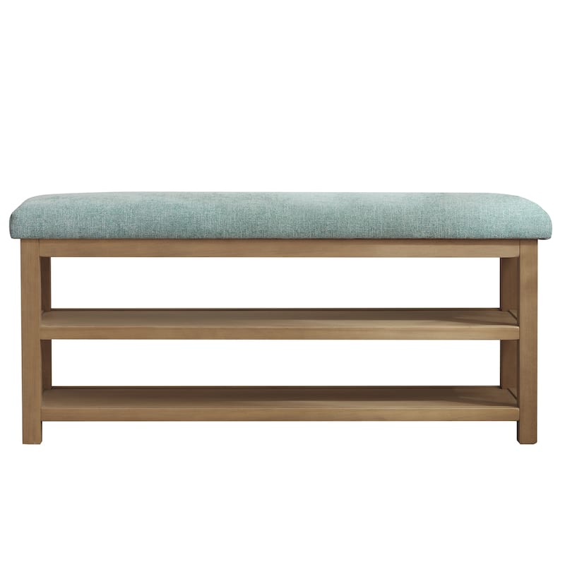 HUIMO Multi-Functional Solid Wood Bench with Storage Shelves 46in/39in - 39 in - Teal
