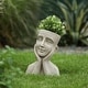 preview thumbnail 1 of 8, Speckled Beige MgO Happy Bust Head Indoor/Outdoor Statue Planter