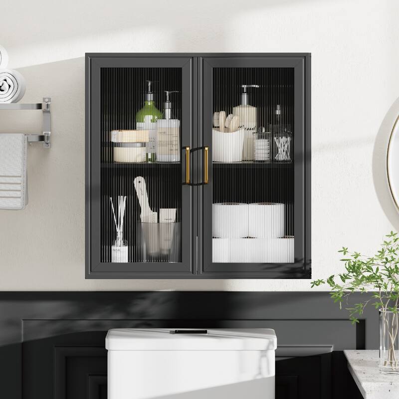 Versatile Wall Cabinets with Acrylic Glass Door - Black