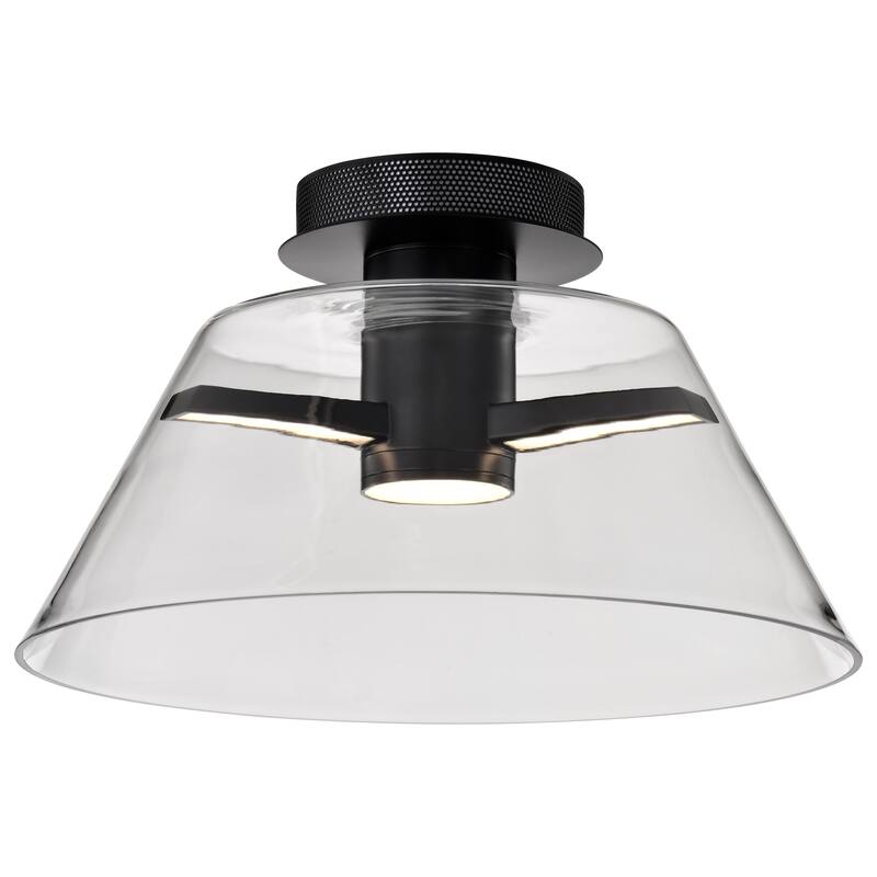 Edmond - 17 Inch LED Semi Flush - Matte Black with Clear Glass