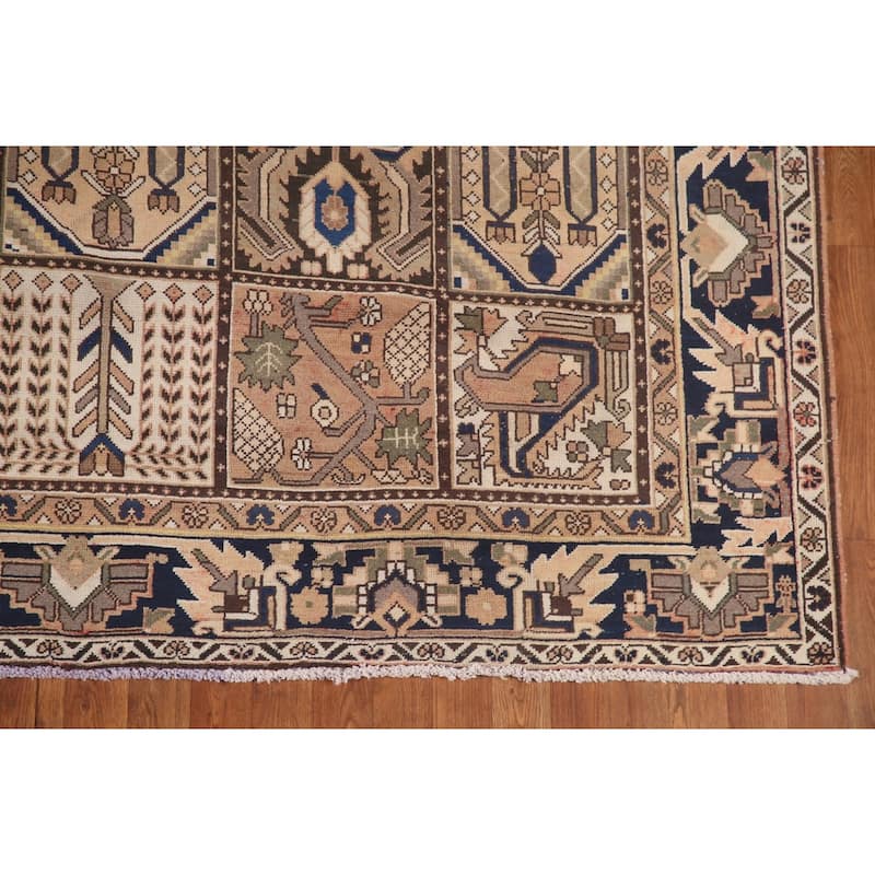 Garden Design Bakhtiari Persian Vintage Rug Hand-Knotted Wool Carpet - 6'10"x 10'2"