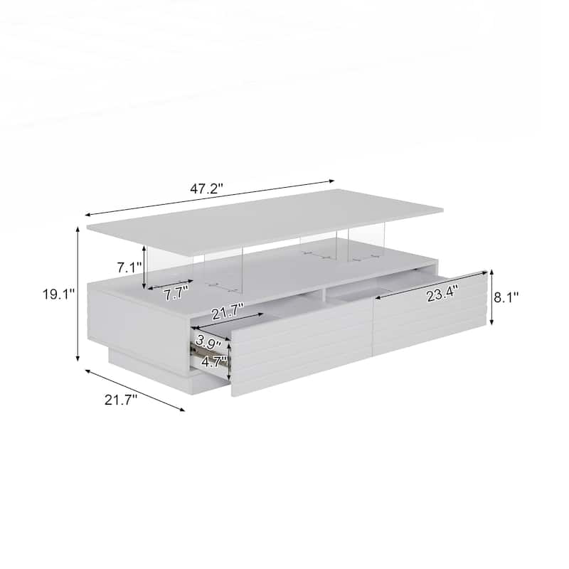 Modern Rectangular LED Lights Coffee Table