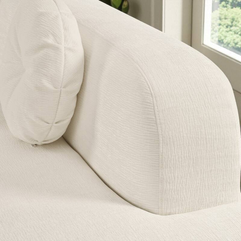 122" Extra Large Curved Sectional Sofa Soft Upholstery with 3 Round Cushions High-Resilience Foam Modern Living Room Couch