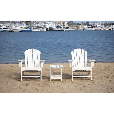 LuXeo Hampton Poly Outdoor Patio Adirondack Chairs and Table Set