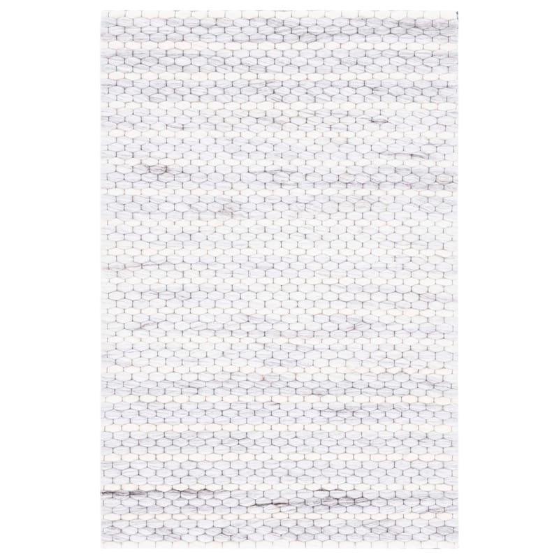SAFAVIEH Handmade Marbella Sabire Modern Wool Rug - 4' x 6' - Light Grey/Ivory
