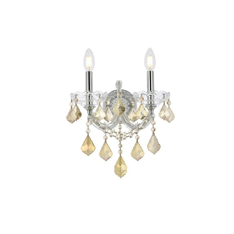 Elegant Lighting 2800W2-GT/RC Maria Theresa 2 Light 16" Tall Wall - Chrome