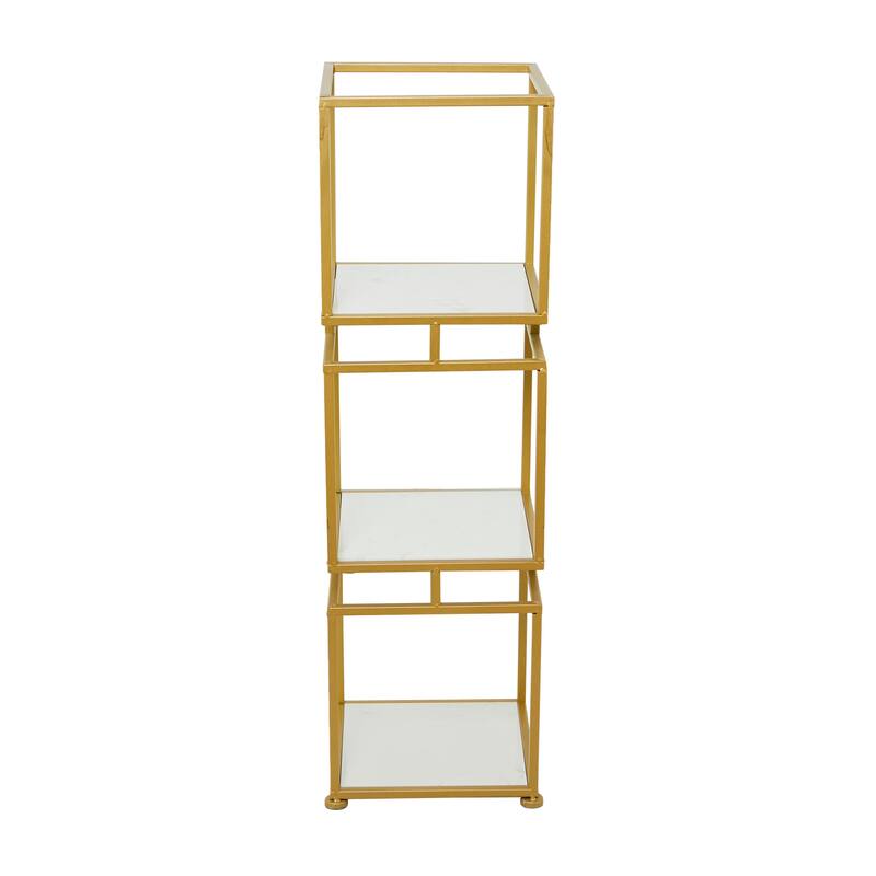 Gold Marble Shelving Unit with 3 Marble Shelves