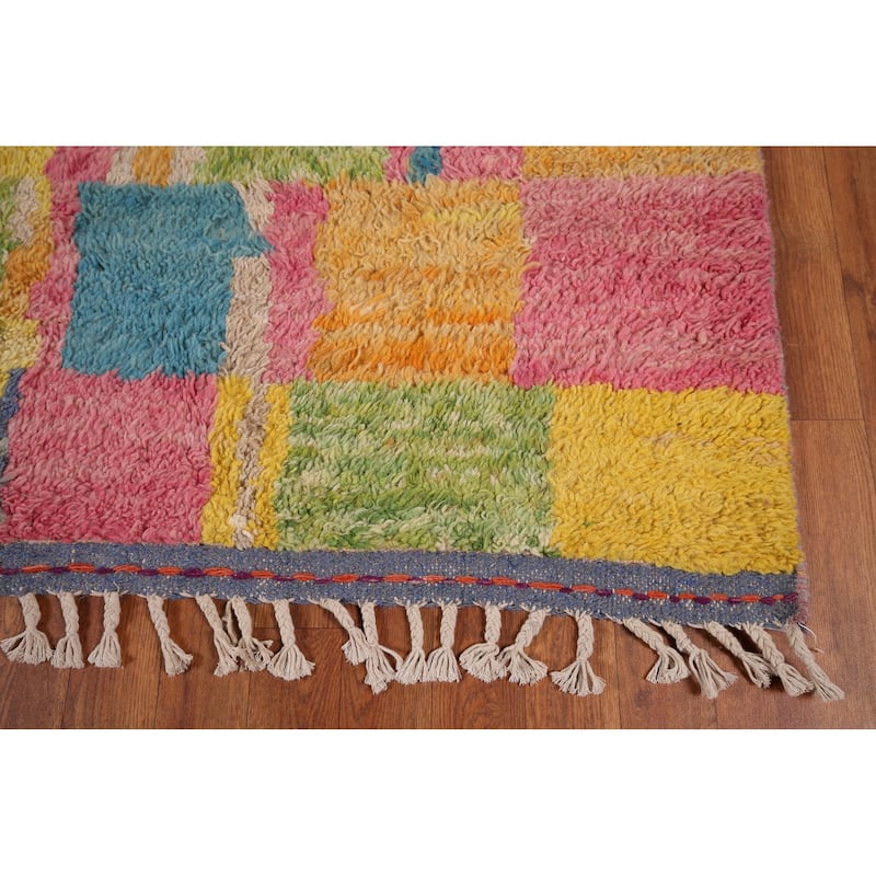 Colorful Plush Moroccan Oriental Area Rug Handmade Wool Carpet - 6'11" x 10'4"