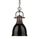 preview thumbnail 1 of 2, Golden Lighting 3602-S RBZ Duncan 9" Wide Mini Pendant Rubbed Bronze / Black