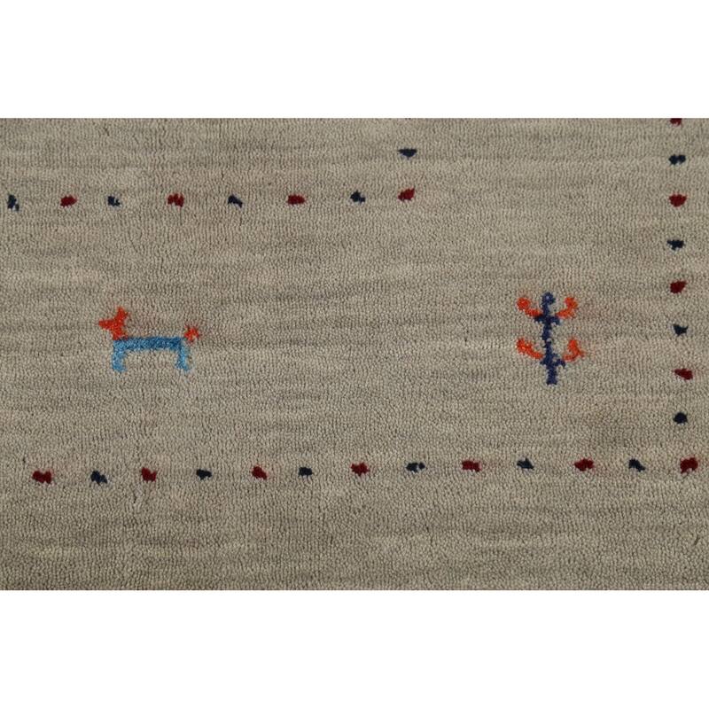 Little Animals Design Gabbeh Area Rug Hand-Knotted Wool Carpet - 6'7"x 9'10"