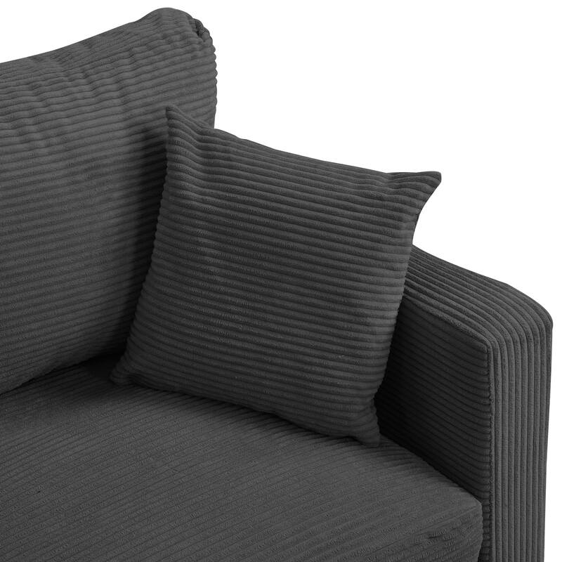 5-Seat Corduroy Sofa Set (3-Seater + 2-Seater) with High-Density Sponge Cushions & Sturdy Hardwood Frame