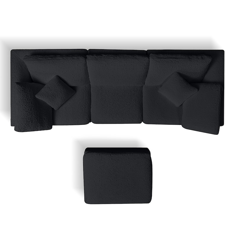 Floor Standing L-shaped Sectional Sofa Modular Deep Seat Couch Chenille Sleeper Sofa Bed with Ottoman Chaise Lounge and Pillows