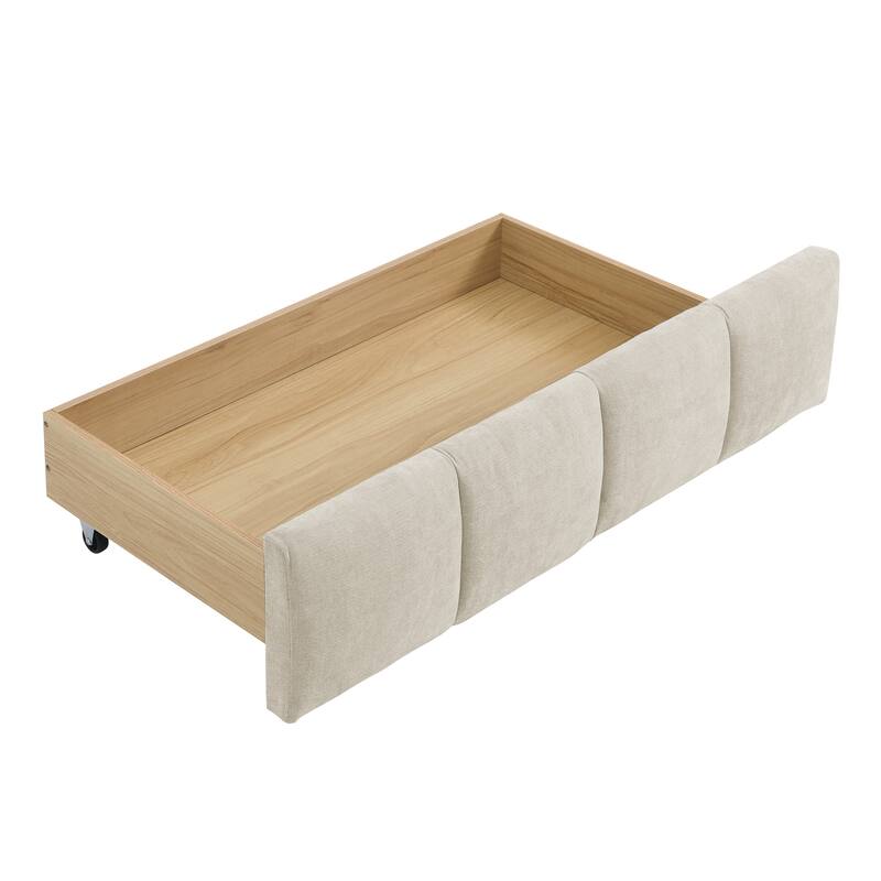 California King Size Upholstered Bed Frame With Headboard And Solid Bed Frame, With Drawer For Storage(90.5"*80.5"*31")