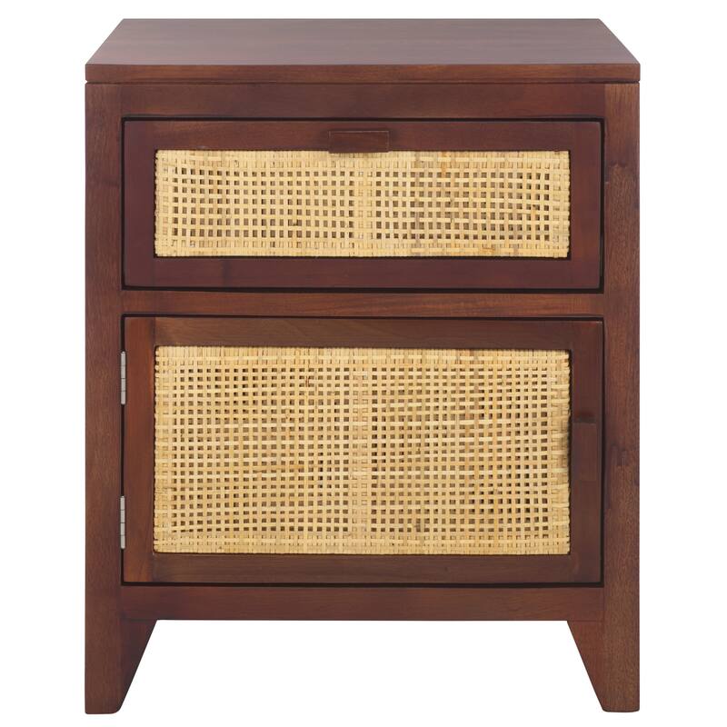 SAFAVIEH Dalia Coastal 1-Drawer 1-Door Nightstand - Dark Natural/Natural