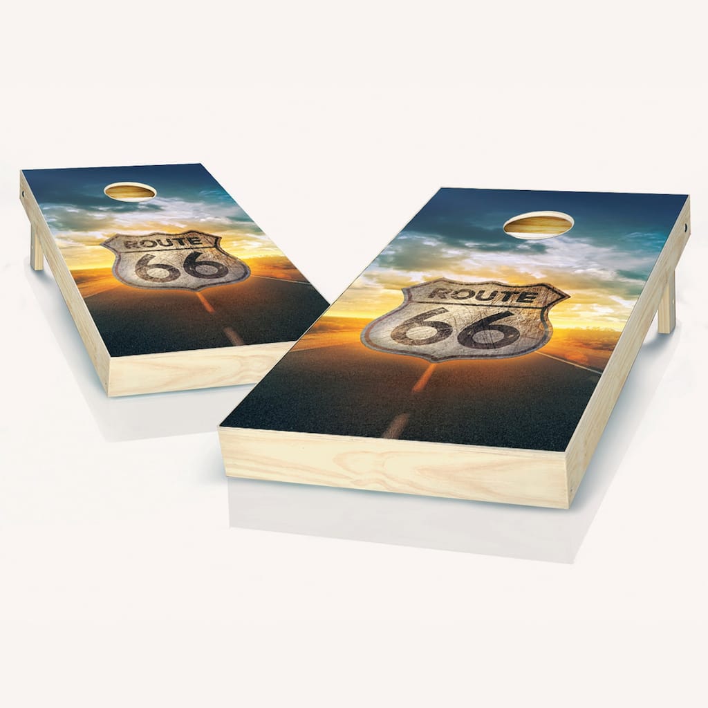 Route 66 Cornhole Board Outdoor Game Set