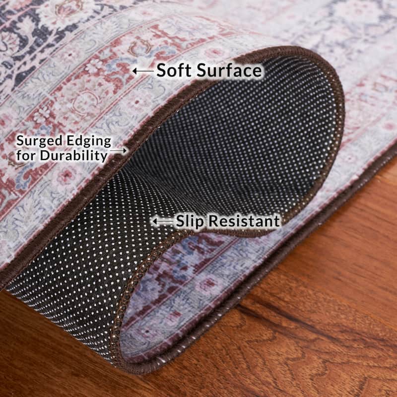 SAFAVIEH Tucson Machine Washable Slip Resistant Ueli Traditional Oriental