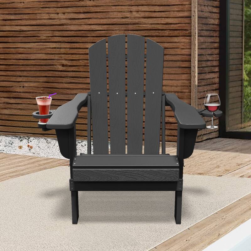 Foldable HDPE Adirondack Chair with Dual Cup Holders