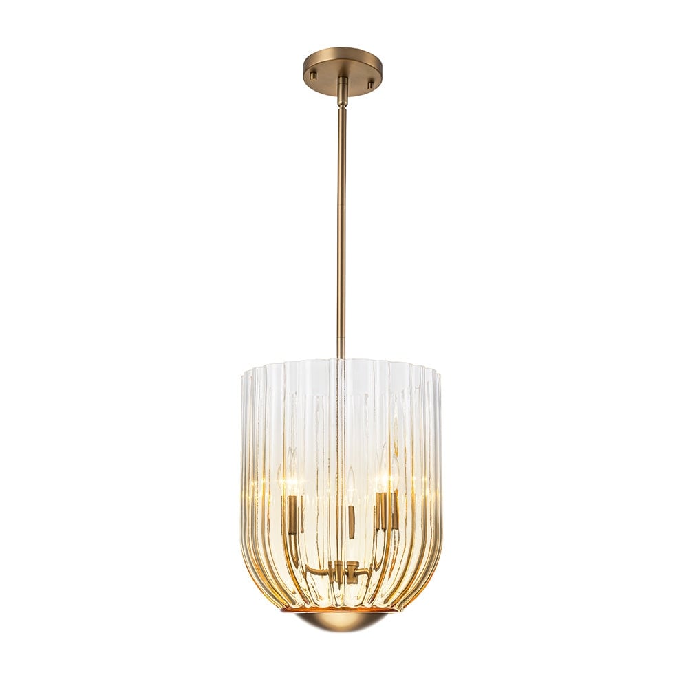 3-Light Midcentury Gradient Striped Wineglass-shape Pendant - 11.0 in