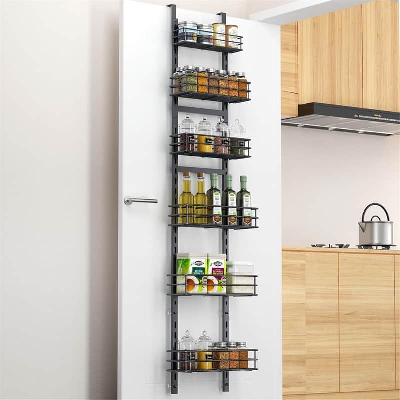 Pantry Door Organizer 12 Inch Wide - 10.24"D x 16.14"W x 4.92"H - Black - 10.24"D x 16.14"W x 4.92"H