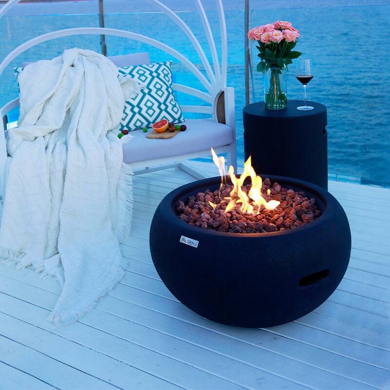 Modeno York Outdoor Fire Pit Table 27" Round Patio Heater - Propane