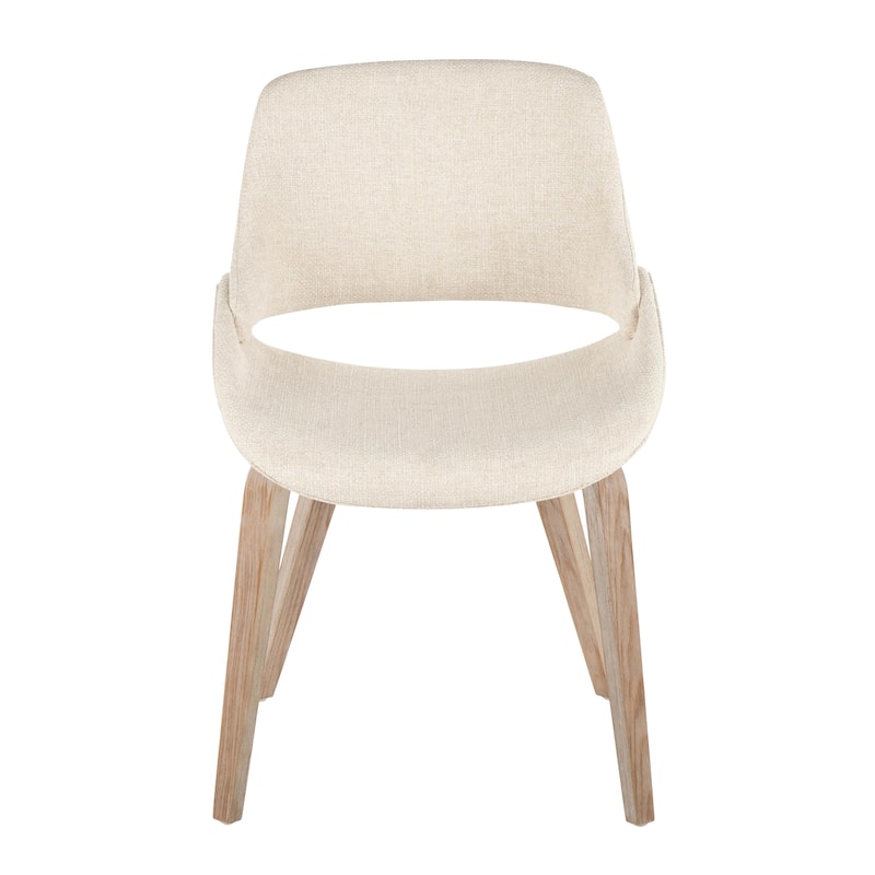 Carson Carrington Svellingen Dining Chair with Bent Wood Legs (Set of 2) - Cream Fabric/White Washed Wood