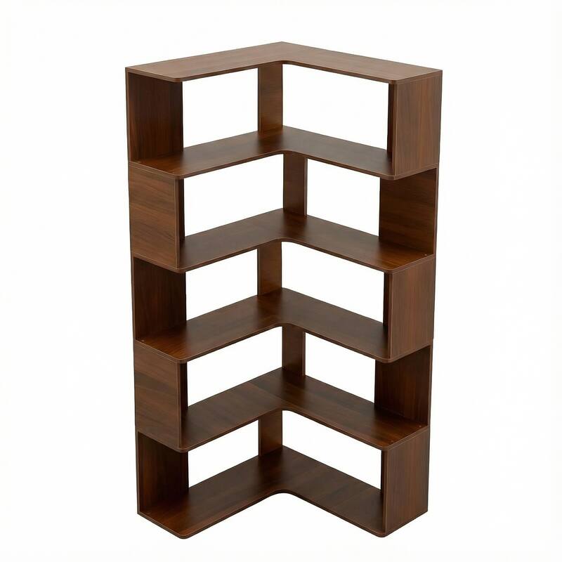 6 Tier Corner Bookshelf, 66"Tall L Shaped Bookshelf with Baffle, Freestanding Display Corner Shelf, with Open Shelf Units
