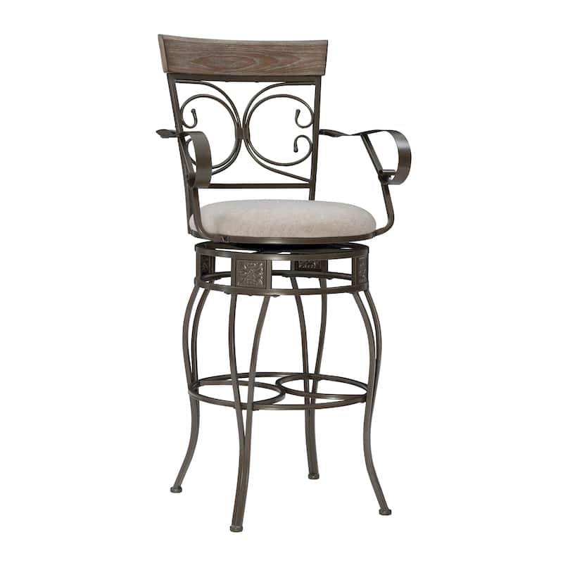 Onyx Big & Tall 360 Swivel Metal and Wood Counter Stool