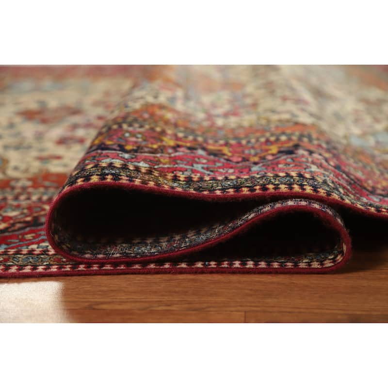 Hand Knotted Oriental 100% Wool Carpet Traditional Floral Beige & Ivories Isfahan Area Rug - 6' 7'' X 4' 4''
