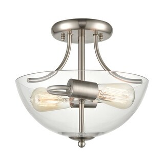 2-Light Semi Flush Mount Ceiling Light Fixture - 15" - Brushed Nickel ...