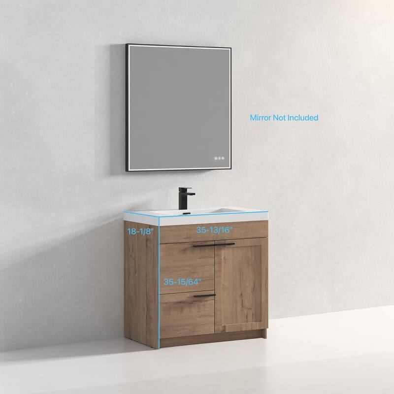 Blossom Hanover 36 Inch Bathroom Vanity with Topmount Acrylic Sink