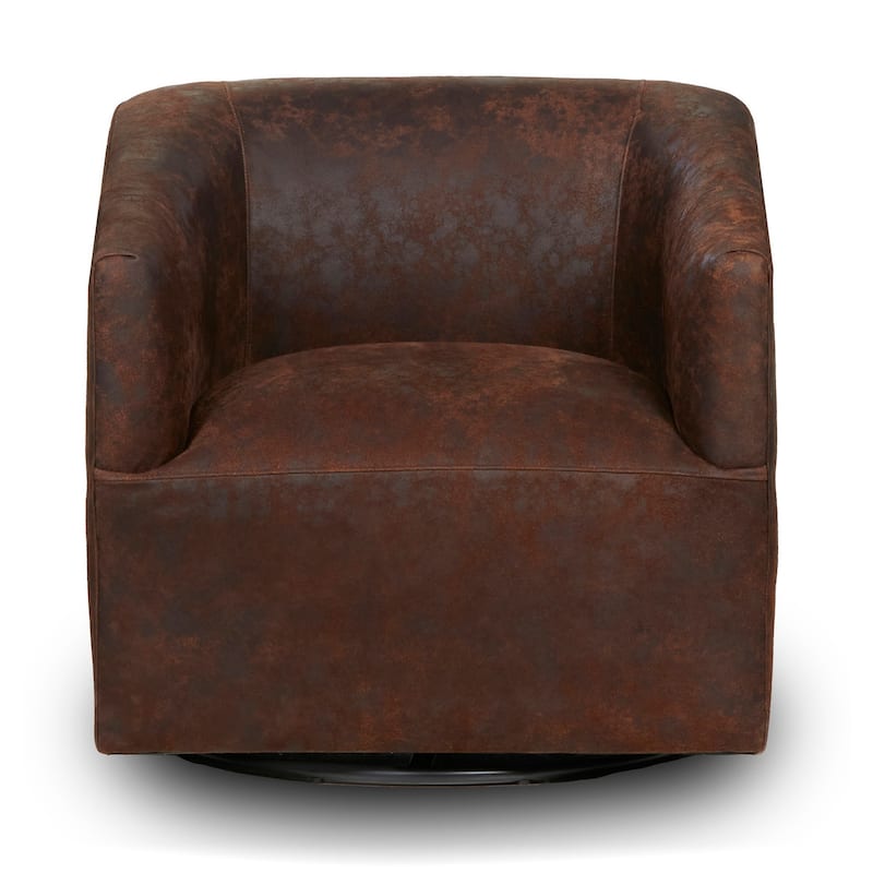 Classic Home Chloe Leather Swivel Accent Chair - Chocolate Brown