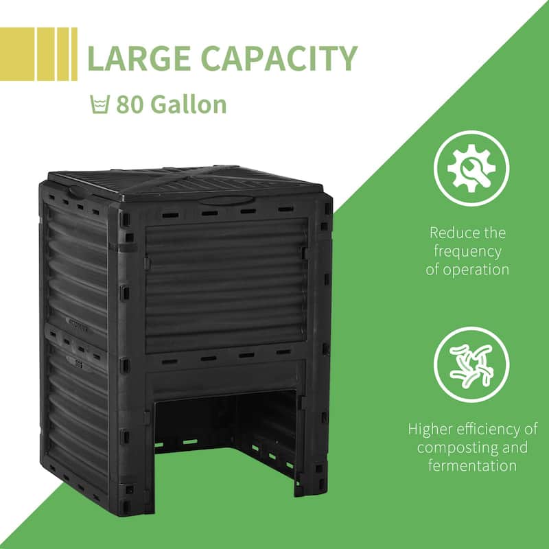 Outsunny Garden Compost Bin Large Outdoor Compost Container 80 Gallon Fast Creation of Fertile Soil Aerating Compost Box