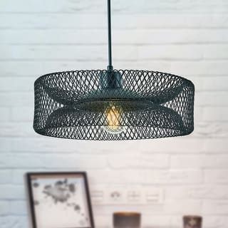 12-Inch Black Industrial Pendant Light - Single Light Fixture