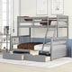 preview thumbnail 15 of 54, Space-Saving Twin Over Full Bunk Bed with Drawers, Solid Wood Frame with Guardrails and Ladder, Detachable into 2 Platform Beds Grey - Full