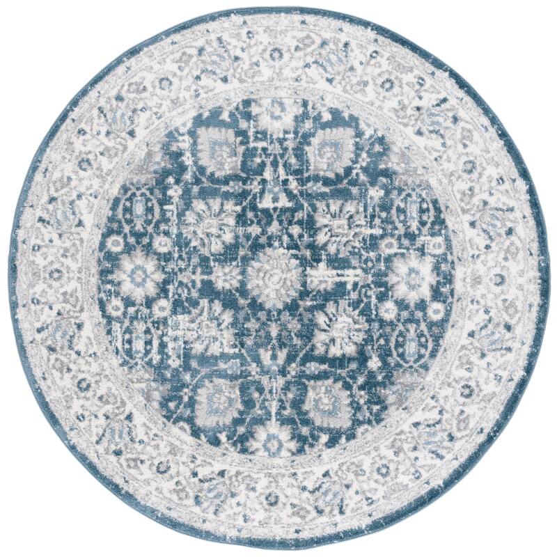 SAFAVIEH Layla Ronda Modern Rug - 6'7" Round - Blue/Ivory Grey
