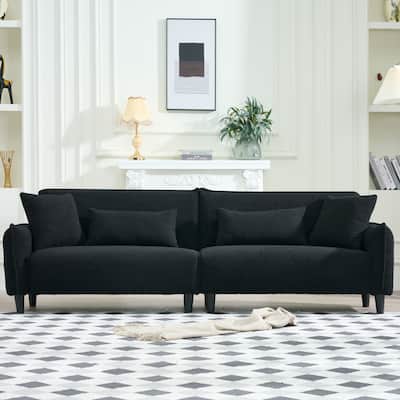 97-inch Black Teddy Velvet Sofa with Foam and Spring