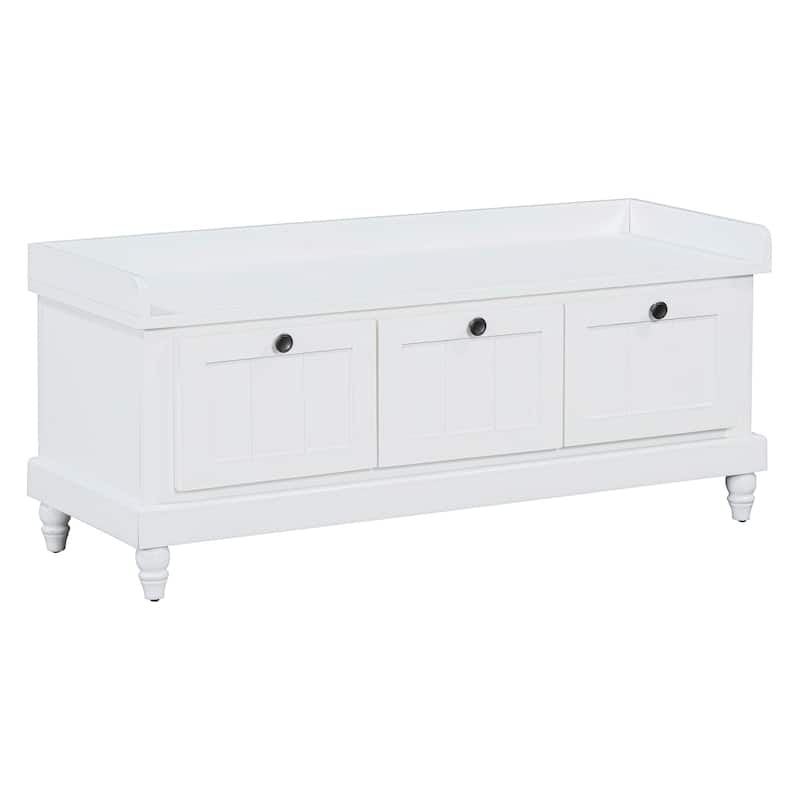 Storage Bench with Cushioned Seat & 3 Drawers, Wooden Entryway Storage Bench, Shoe Bench with Hidden Storage Space