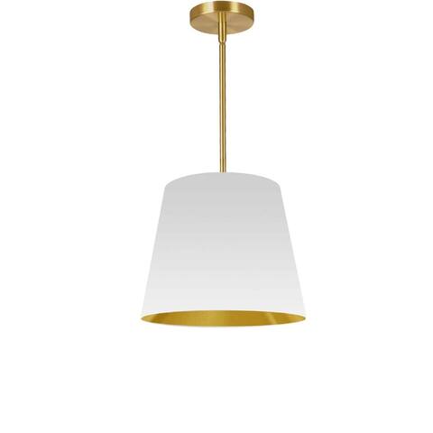 Dainolite Oversized Drum Modern Gold Luxury Pendant Light Modern Pendant Light w/ White/Gold Tapered Drum Shade