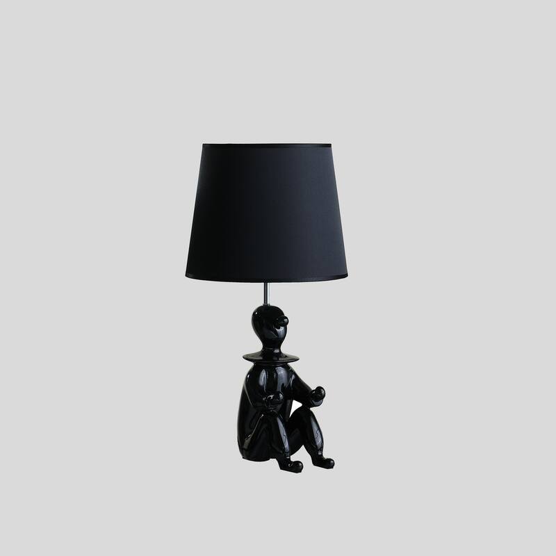 Clown Table Lamp - Modern Phone Holder - Resin Figurine Lamp - Black Accent Decor - Unique Desk Lamp