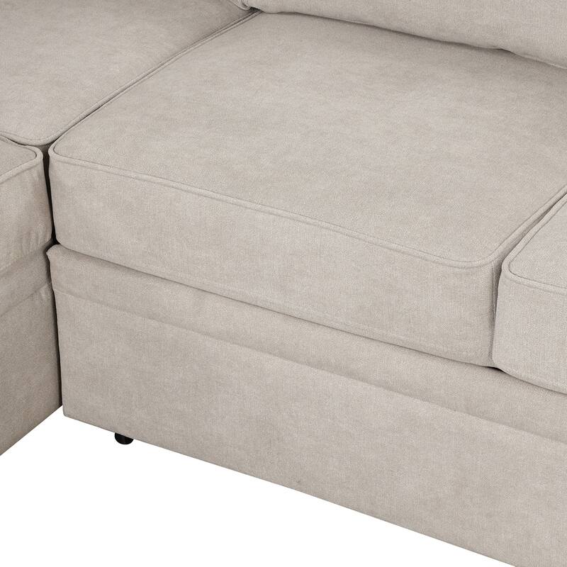 Modern 2 in 1 Pull Out sofa bed L Shape Couch with Storage Ottoman