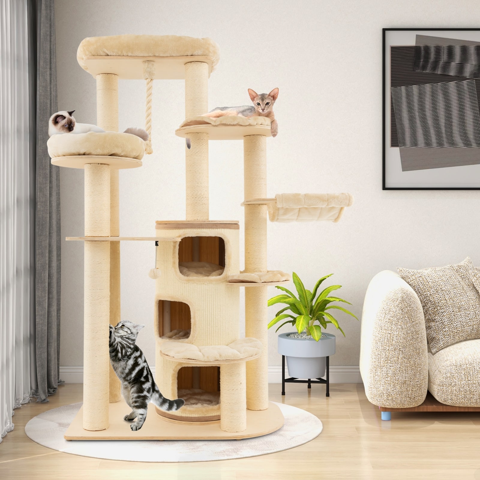 Multi Level Cat Tree with 3 story Cat Condo 37.5 x 27 x 67 Bed Bath Beyond 39254471
