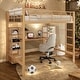 preview thumbnail 1 of 7, Full Size Metal Loft Bed with Built-in Desk and Shelves, Gold Gold