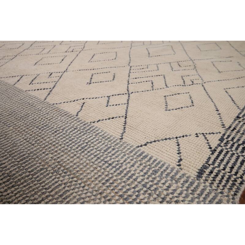 Earth Tone Moroccan Area Rug Handmade Wool Carpet - 6'11"x 10'7"