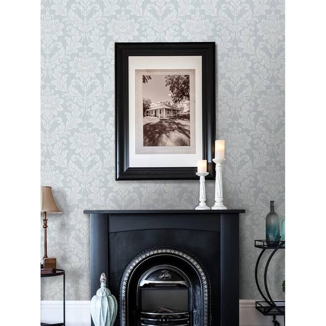Advantage Galois Light Blue Damask Wallpaper