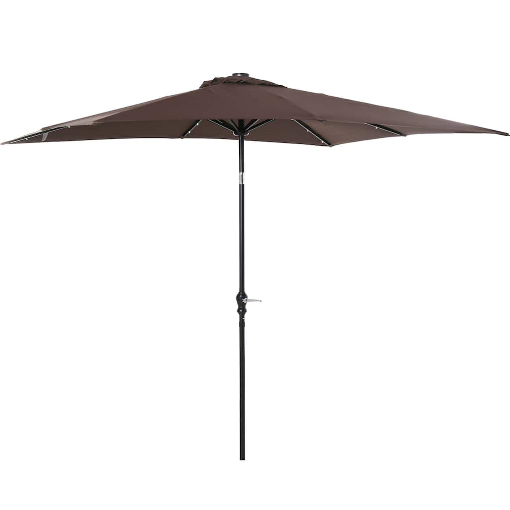 9' x 7' Solar LED Patio Umbrella with Tilt & Crank for Outdoor Shade and Night Lighting