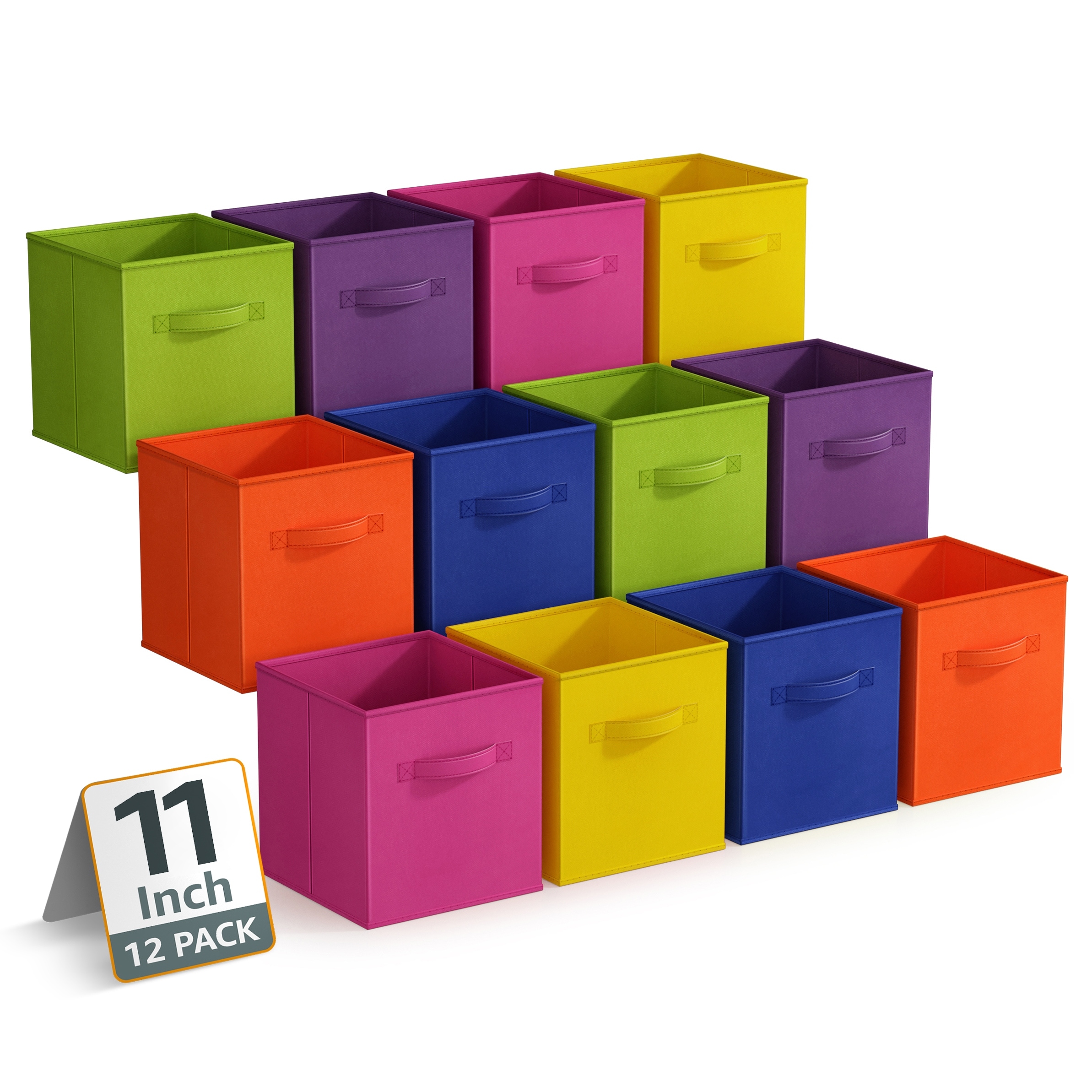 Sorbus 12 Pack Storage Bins - Sturdy Fabric Cubes with Handle - 10.5" L x 10.5" W x 11" H
