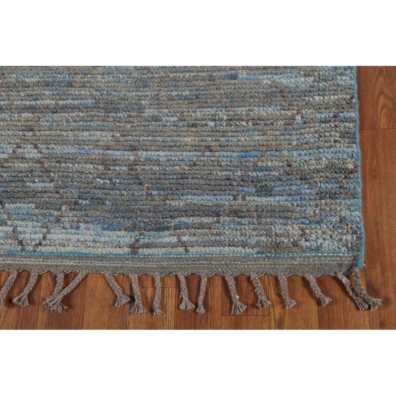 Trellis Moroccan Oriental Runner Rug Handmade Wool Carpet - 3'0"x 12'4"